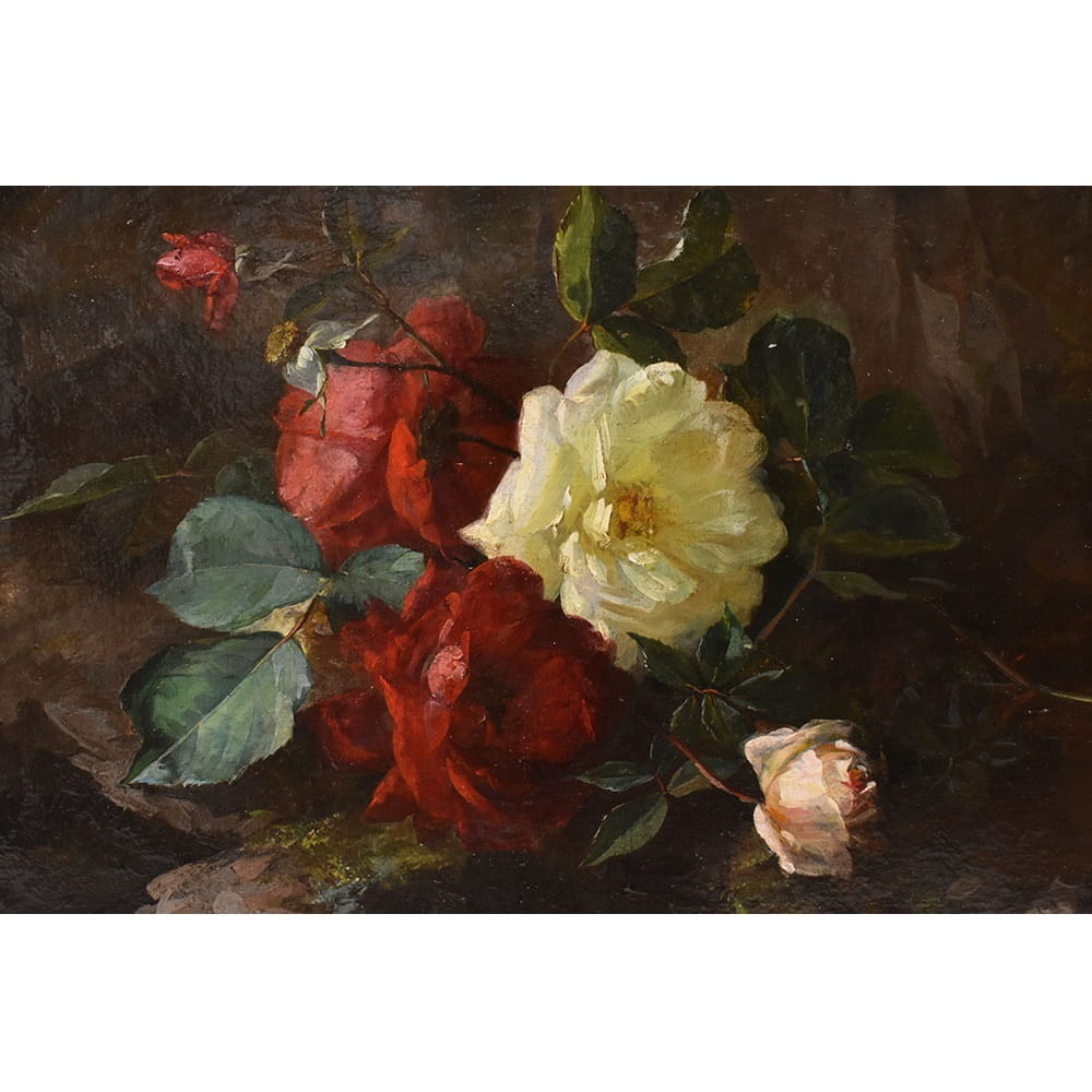 QF767 1a antique roses floral painting flower oil still life XIX.jpg